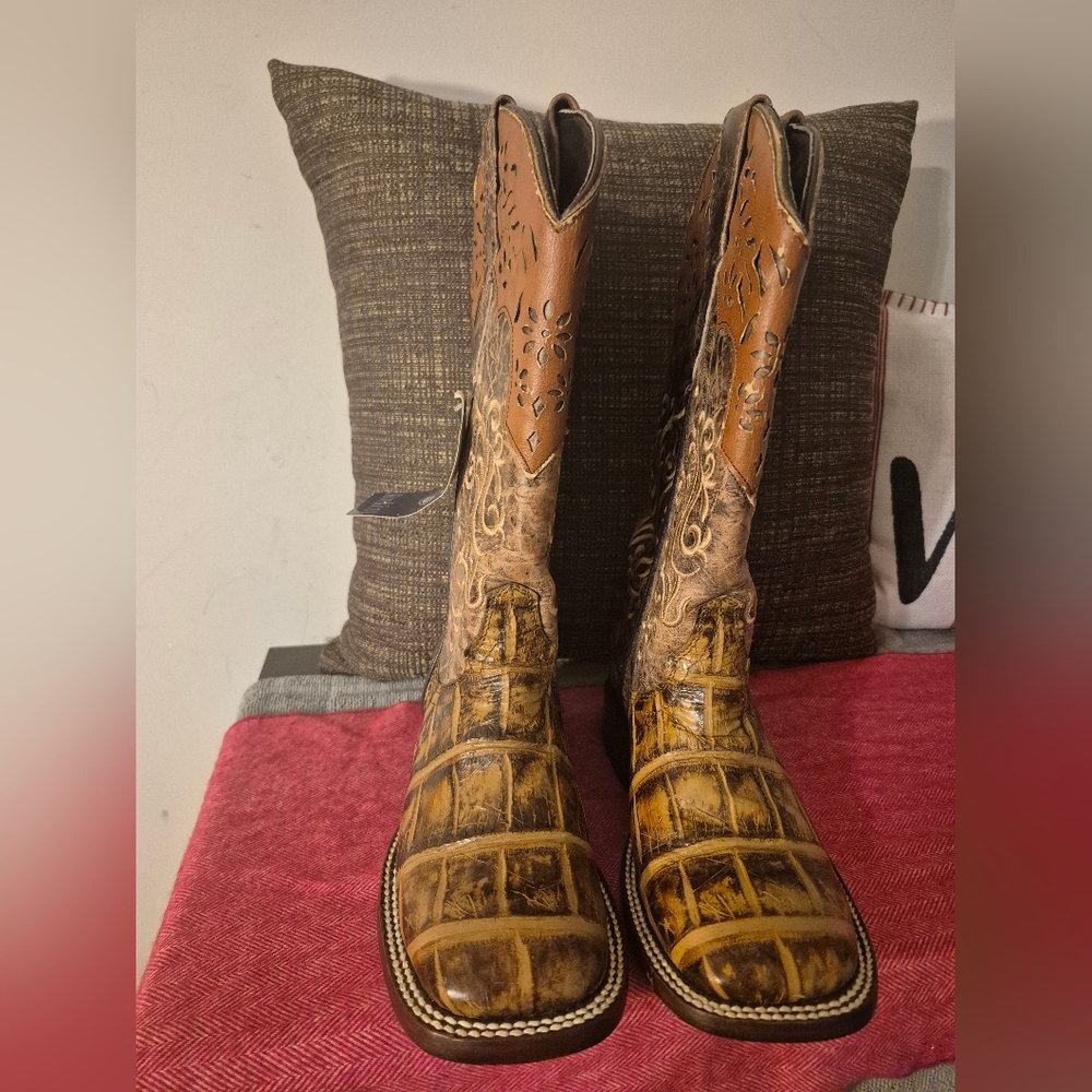 Rock'em Everything Western Leather Square Toe Women's Boots size 5
